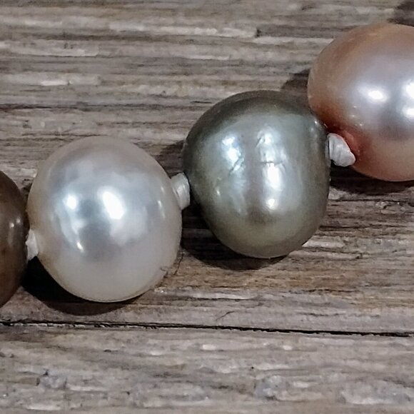 Multicolored Cultured Pearl Necklace and 2 Bracelets Set - Picture 6 of 8